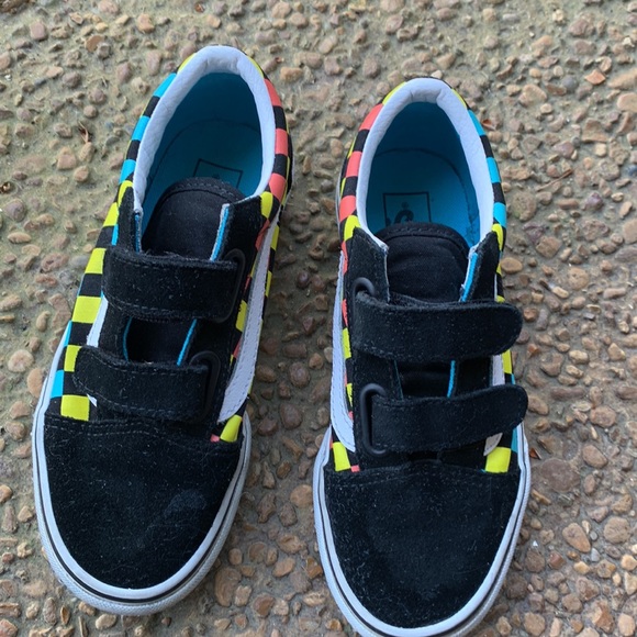 Kids Size 1 Old Skool Vans-Check Pattern, Multi-Colored - Picture 2 of 4